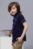 One Friday Kids Boys Navy Blue Mandarin Collar Shirt - One Friday World