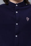 One Friday Kids Boys Navy Blue Mandarin Collar Shirt - One Friday World