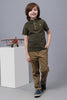 One Friday Kids Boys Olive Green Polo-Neck T-Shirt