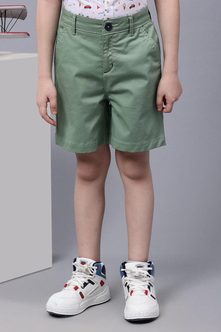 One Friday Kids Boys Green Cotton Shorts - One Friday World