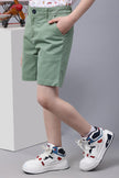 One Friday Kids Boys Green Cotton Shorts - One Friday World