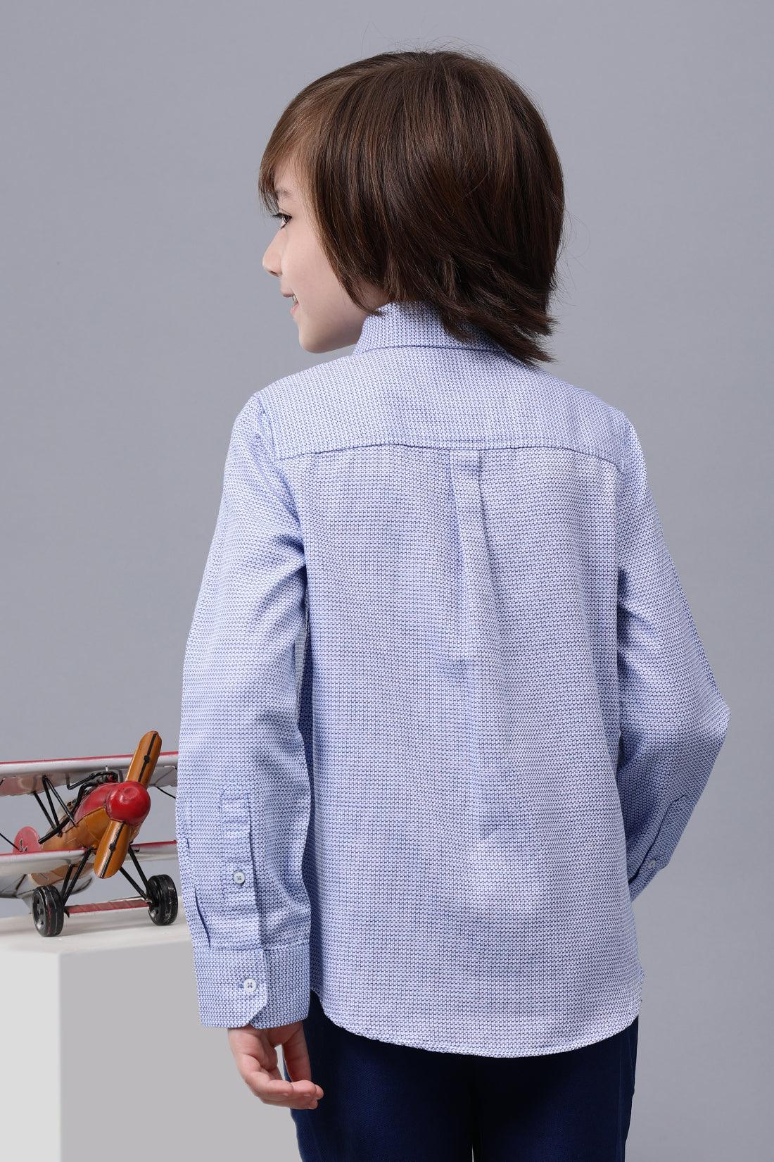 One Friday Kids Boys Full sleeves Cotton Blue Shirt - One Friday World