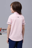 One Friday Kids Boys Pink Mandarin Collar Cotton Shirt - One Friday World