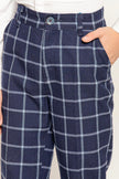 One Friday Navy Blue Checks Trouser - One Friday World