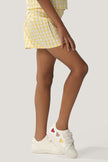 One Friday Kids Girls Checkered Yellow Cotton Shorts - One Friday World