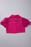 One Friday Kids Girls Collared Cotton Pink Jacket Crop Top