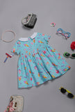 One Friday Baby Girls Aqua Peter Pan Collar Dress