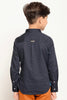 One Friday Kids Boys Navy Blue Mandarin Collared Shirt