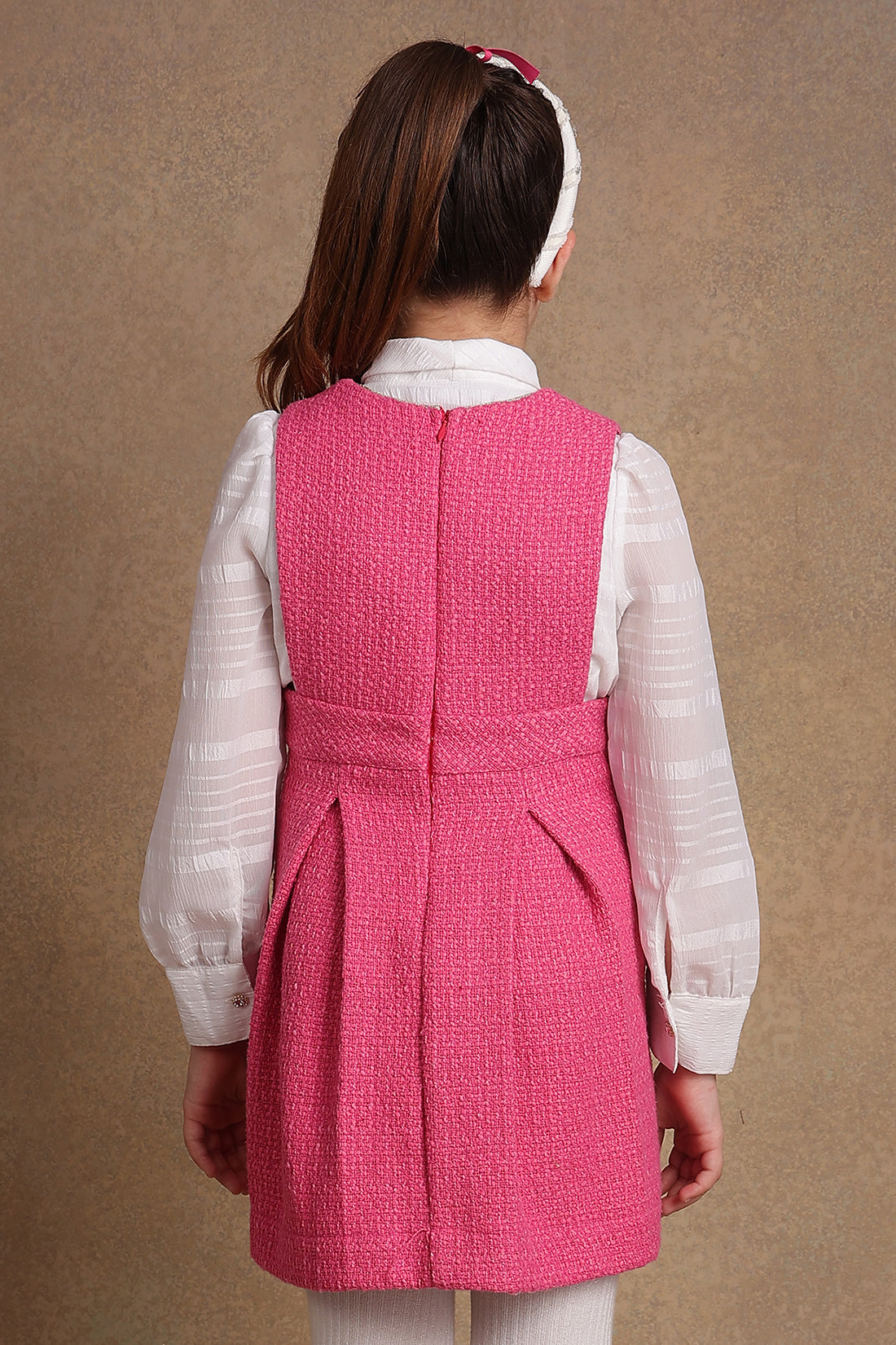 One Friday Girls Pink Boucle Dress