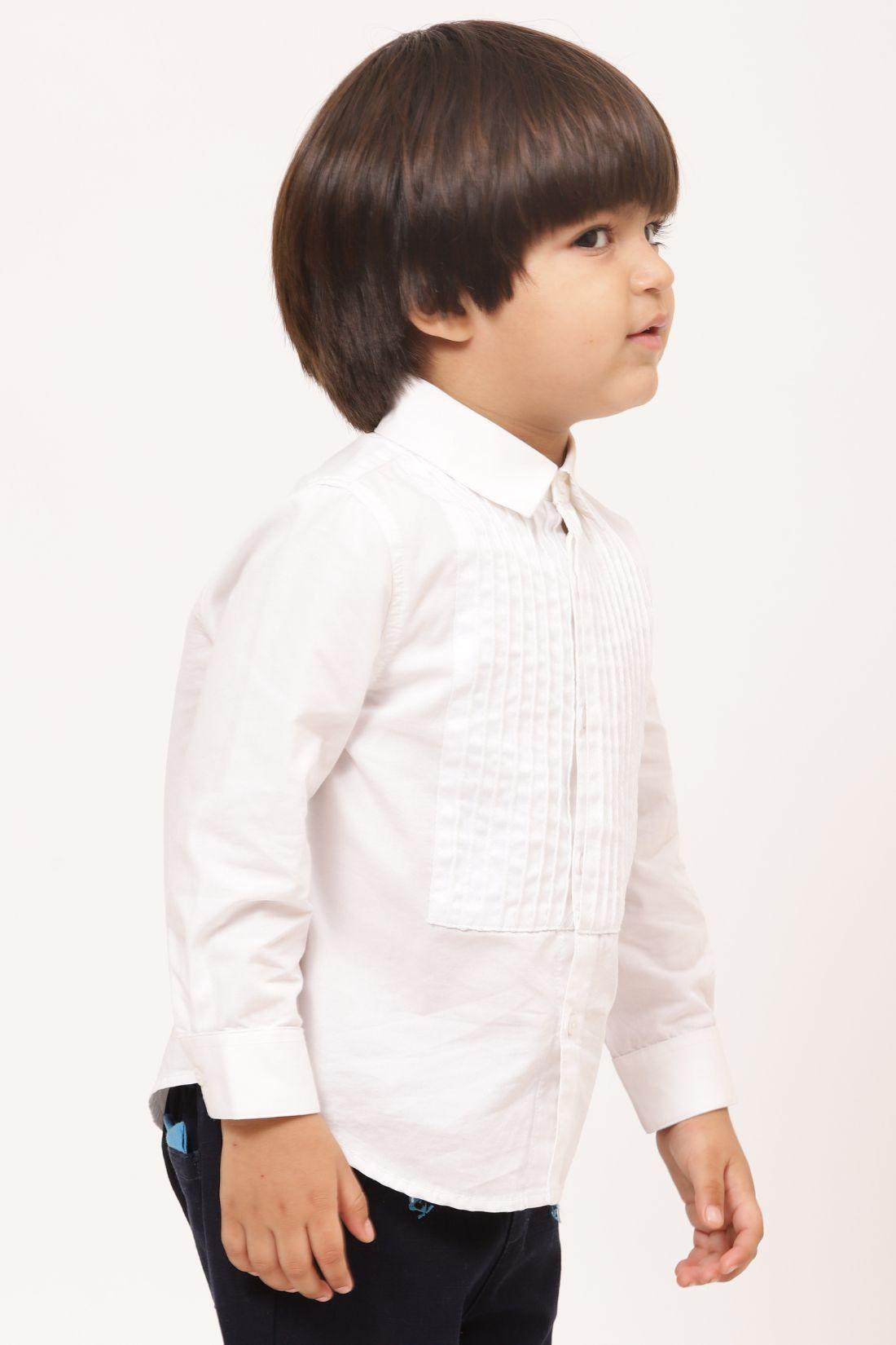 One Friday Baby Boys Off White Woven Cotton Shirt - One Friday World