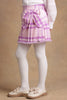 One Friday Kids Girls Pink & Lilac Checkered  Woollen Bow Skirt