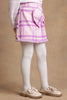 One Friday Kids Girls Pink & Lilac Checkered  Woollen Bow Skirt