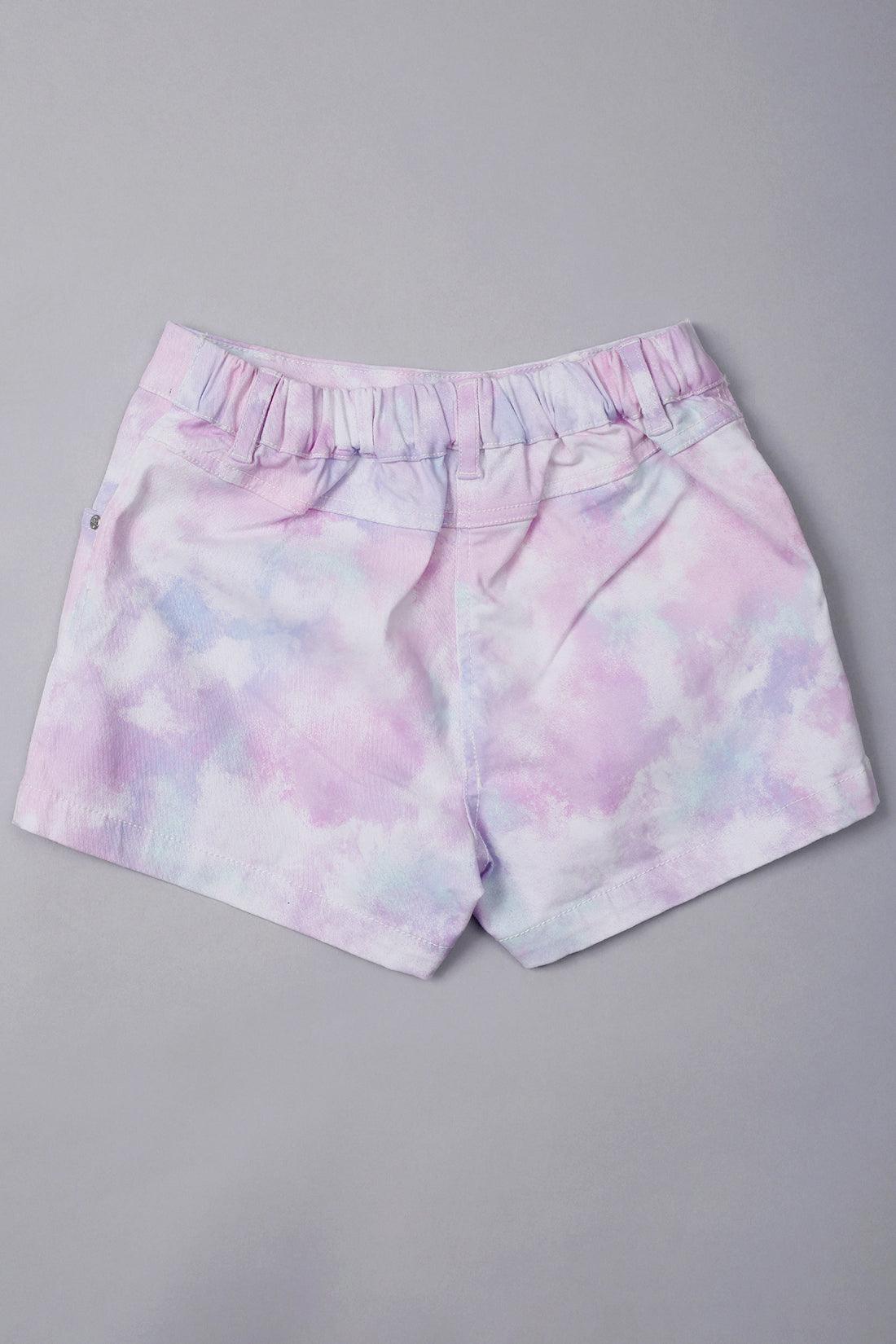 One Friday Kids Girls Multi Cotton Tye Dye Printed Short - One Friday World