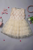 One Friday Kids Girls Sequined & Frilled Cream Dress - One Friday World