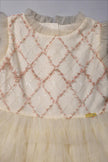 One Friday Kids Girls Sequined & Frilled Cream Dress - One Friday World