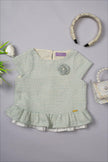 One Friday Kids Girls Green Knitted Round Neck Peplum Top - One Friday World