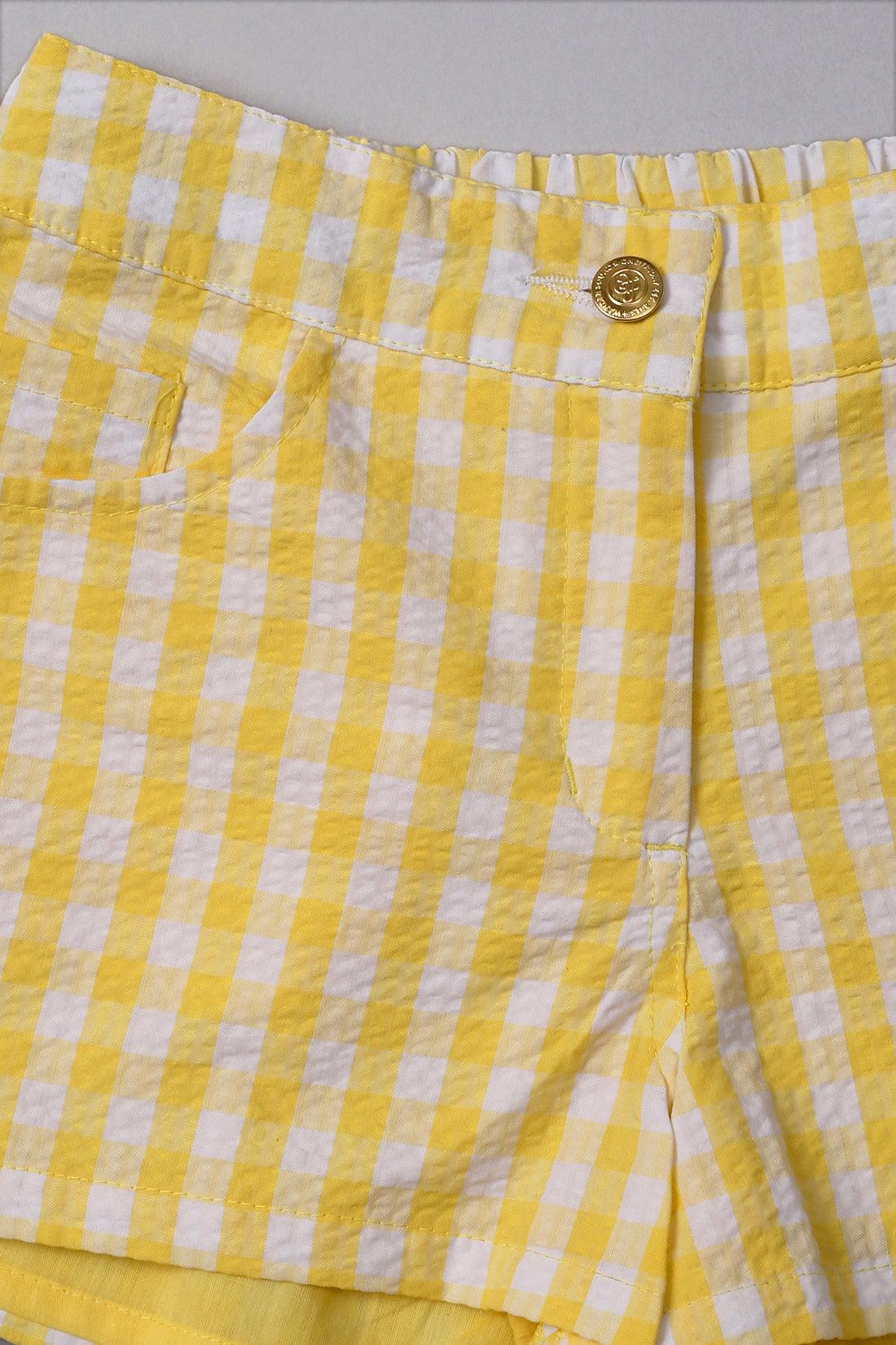 One Friday Girls Lemon Check Hot Shorts - One Friday World