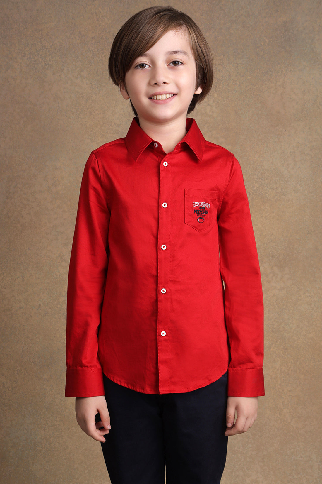 One Friday Kids Boys Red Collared Shirt