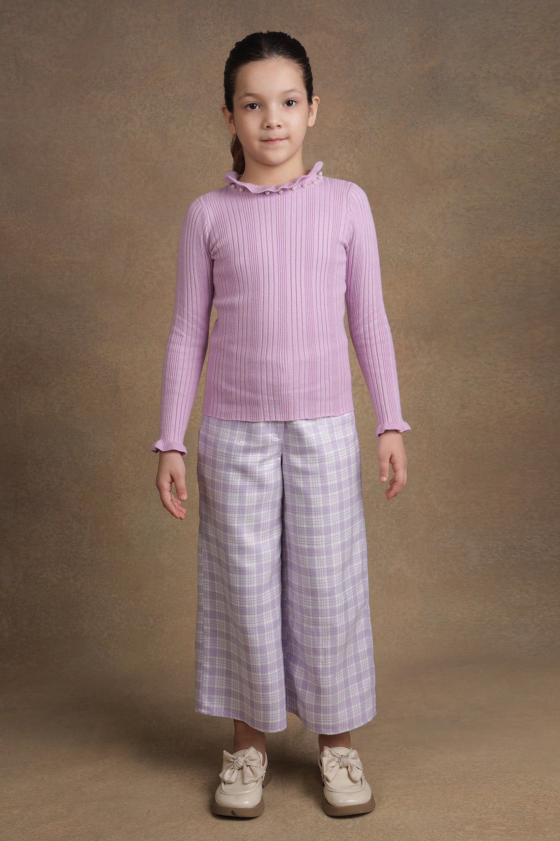 One Friday Kids Girls Lilac Solid Jumper