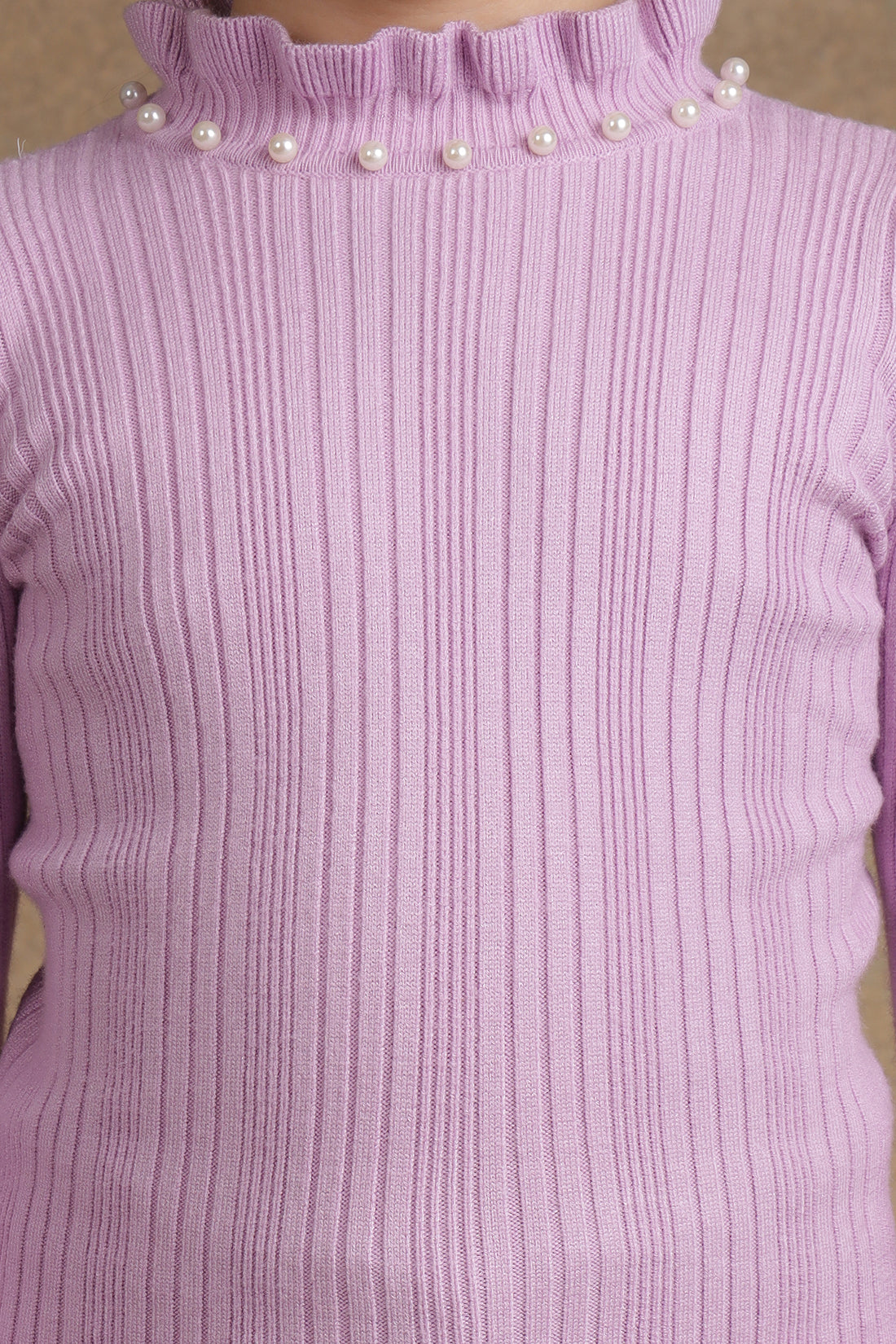 One Friday Kids Girls Lilac Solid Jumper