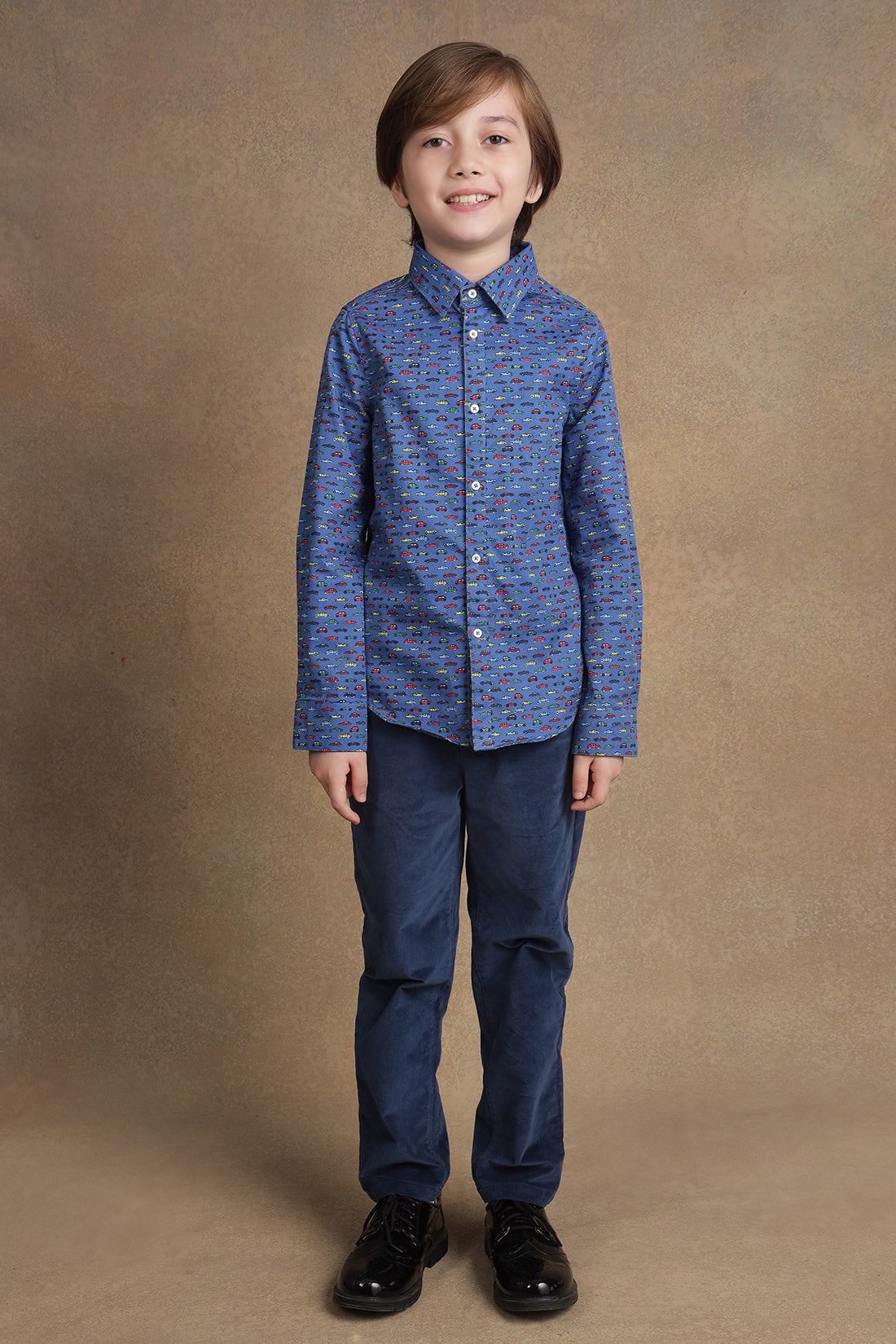 One Friday Kids Boys Blue Cars Printed Shirt