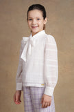 One Friday Kids Girls Off White Seersucker Full sleeves Top