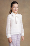 One Friday Kids Girls Off White Seersucker Full sleeves Top