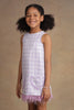 One Friday Kids Girls Lavender Checkerred Sequinned Dress