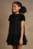 One Friday Kids Girls Black Solid With Sequence Emb Dress