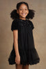 One Friday Kids Girls Black Solid With Sequence Emb Dress