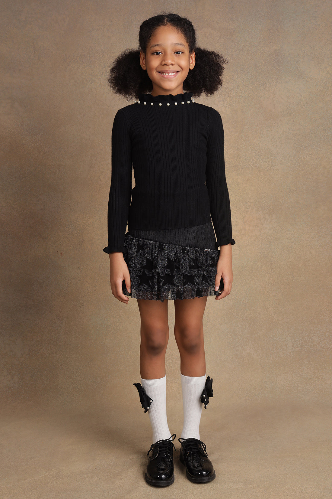 One Friday Kids Girls Embellished Black Jumper