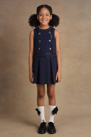 One Friday Kids Girls Navy Blue Winter Dress