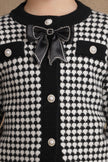 One Friday Girls Black Checks Sweater