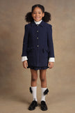 One Friday Kids Girls Navy Blue Long Blazer