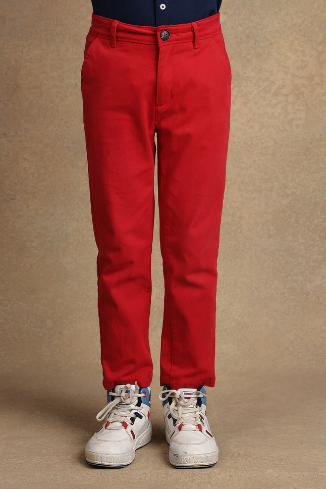 One Friday Kids Boys Red Solid Trouser