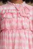 One Friday Kids Girls Pink & White Checkered Frill Dress