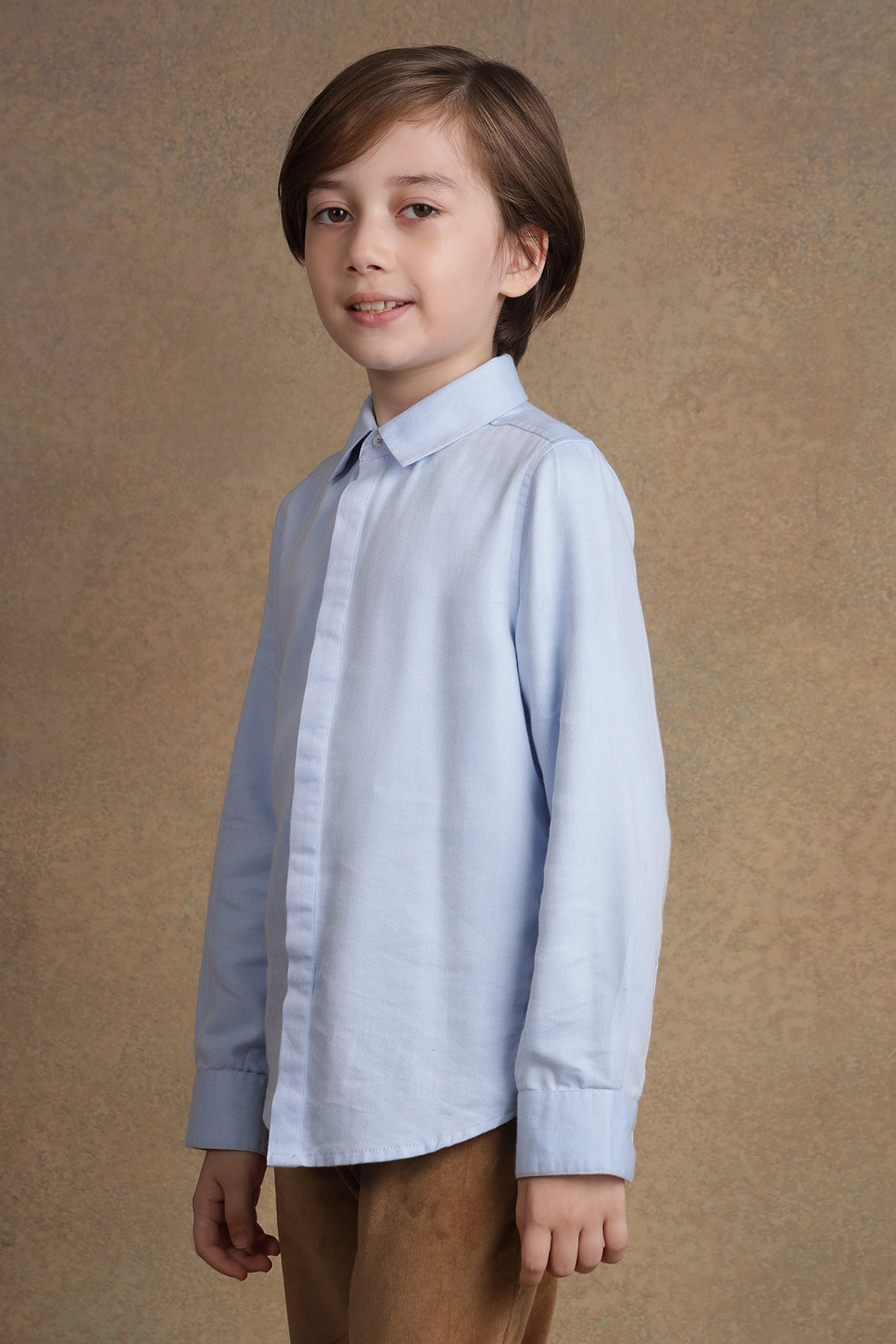 One Friday Kids Boys Lite Blue Full sleeves Shirt with Bow