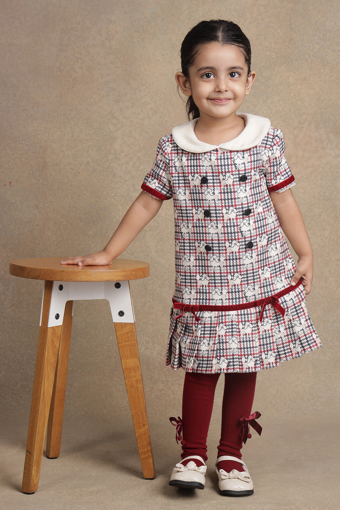 One Friday Baby Girls Red Checks Dress