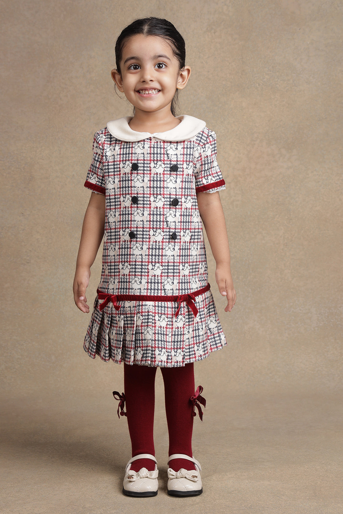 One Friday Baby Girls Red Checks Dress