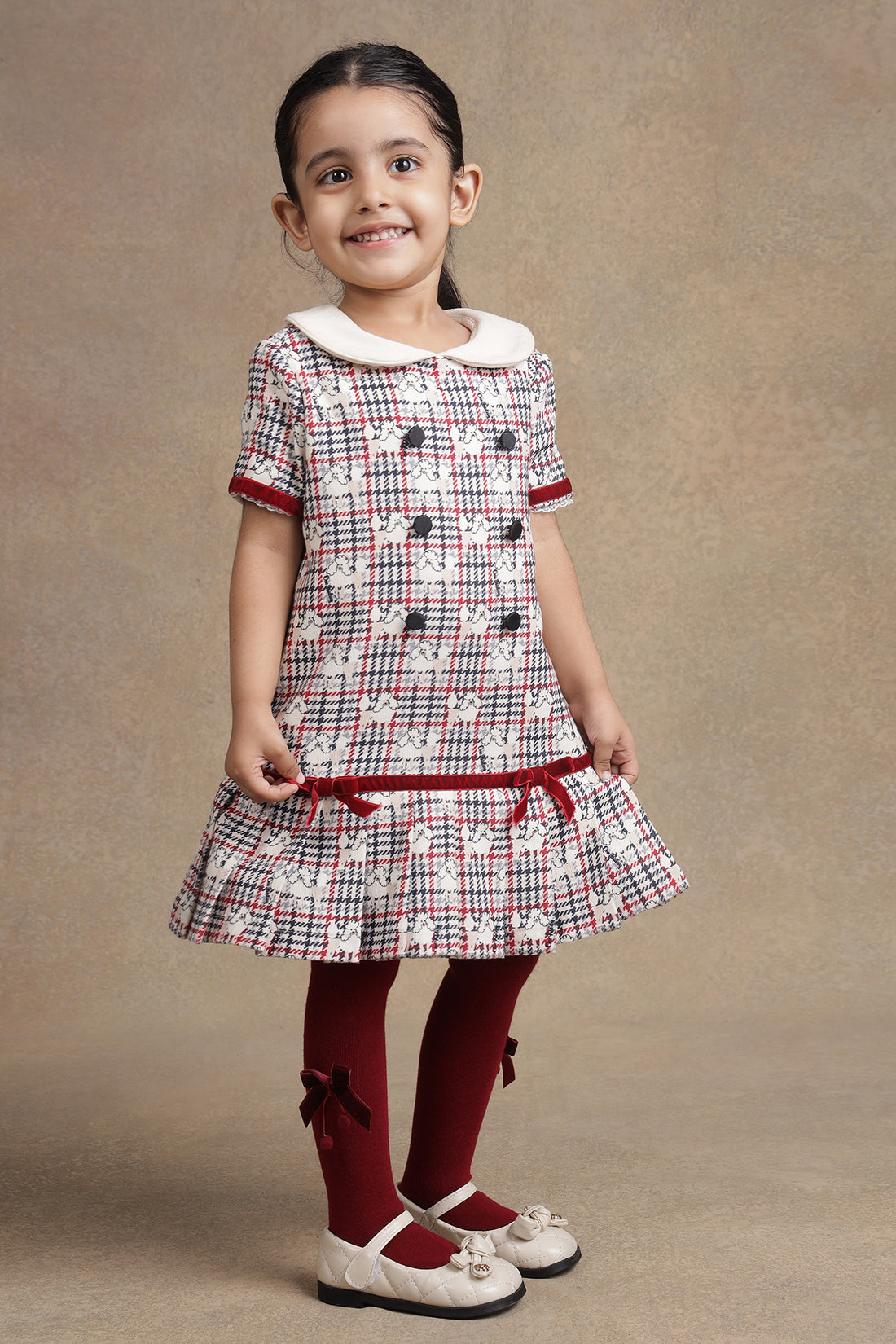 One Friday Baby Girls Red Checks Dress