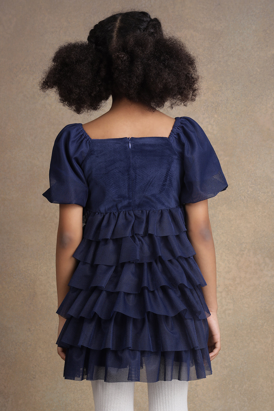 One Friday Kids Girls Navy Blue Solid Dress