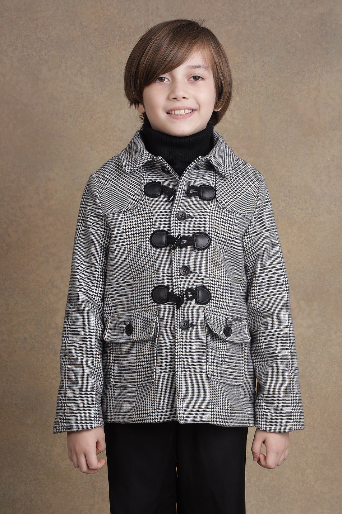 One Friday Kids Boys Black Checks Jacket