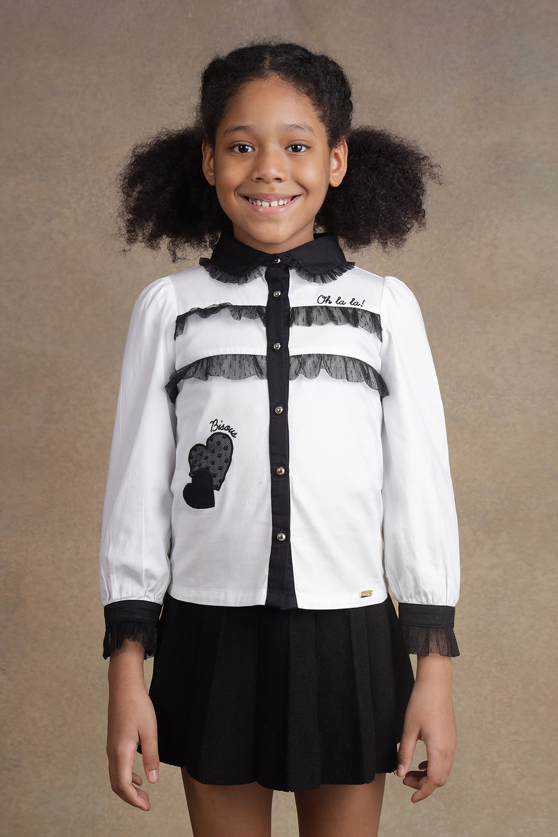 One Friday Kids Girls White Solid Top