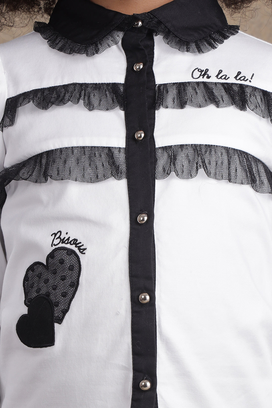 One Friday Kids Girls Black & White Laced Top