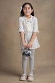 One Friday Kids Girls Grey Checks Short Woolen Dress