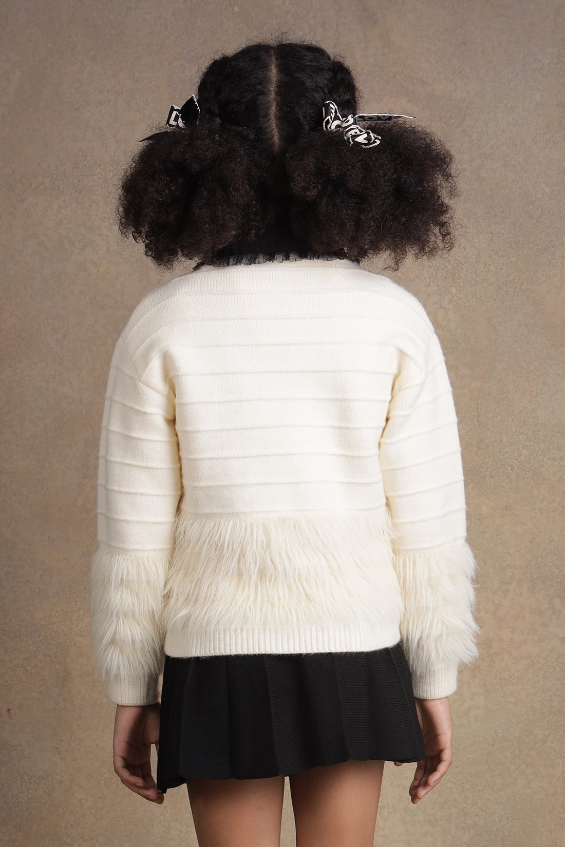 One Friday Girls Off White Solid Sweater