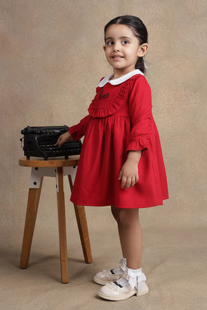 One Friday Baby Girls Red Solid Dress