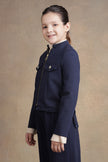 One Friday Kids Girls Navy Blue Solid Jacket