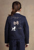 One Friday Kids Girls Navy Blue Solid Jacket