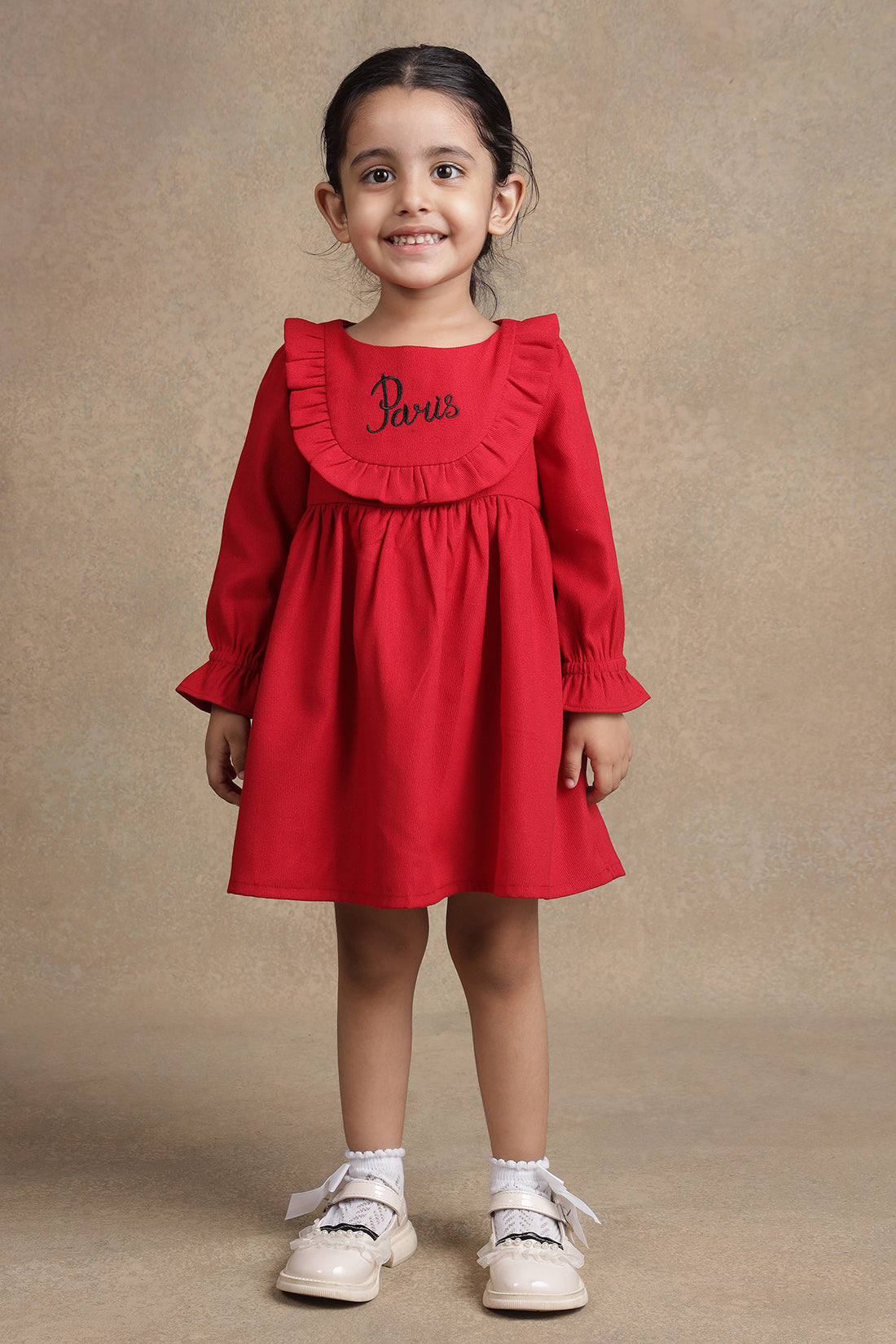 One Friday Baby Girls Red Solid Dress